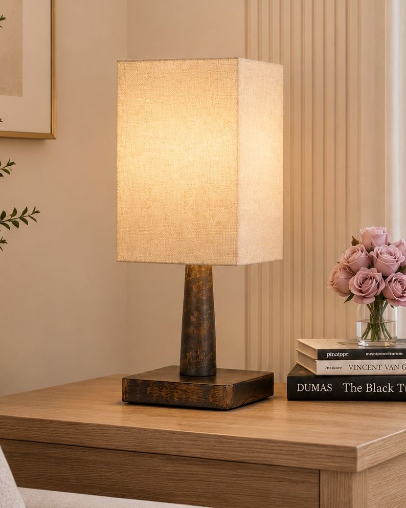 Kyoto Rectangle Wooden Table Lamp | Nordic Bedside & Living Room Decor Light Table Lamp-image-1