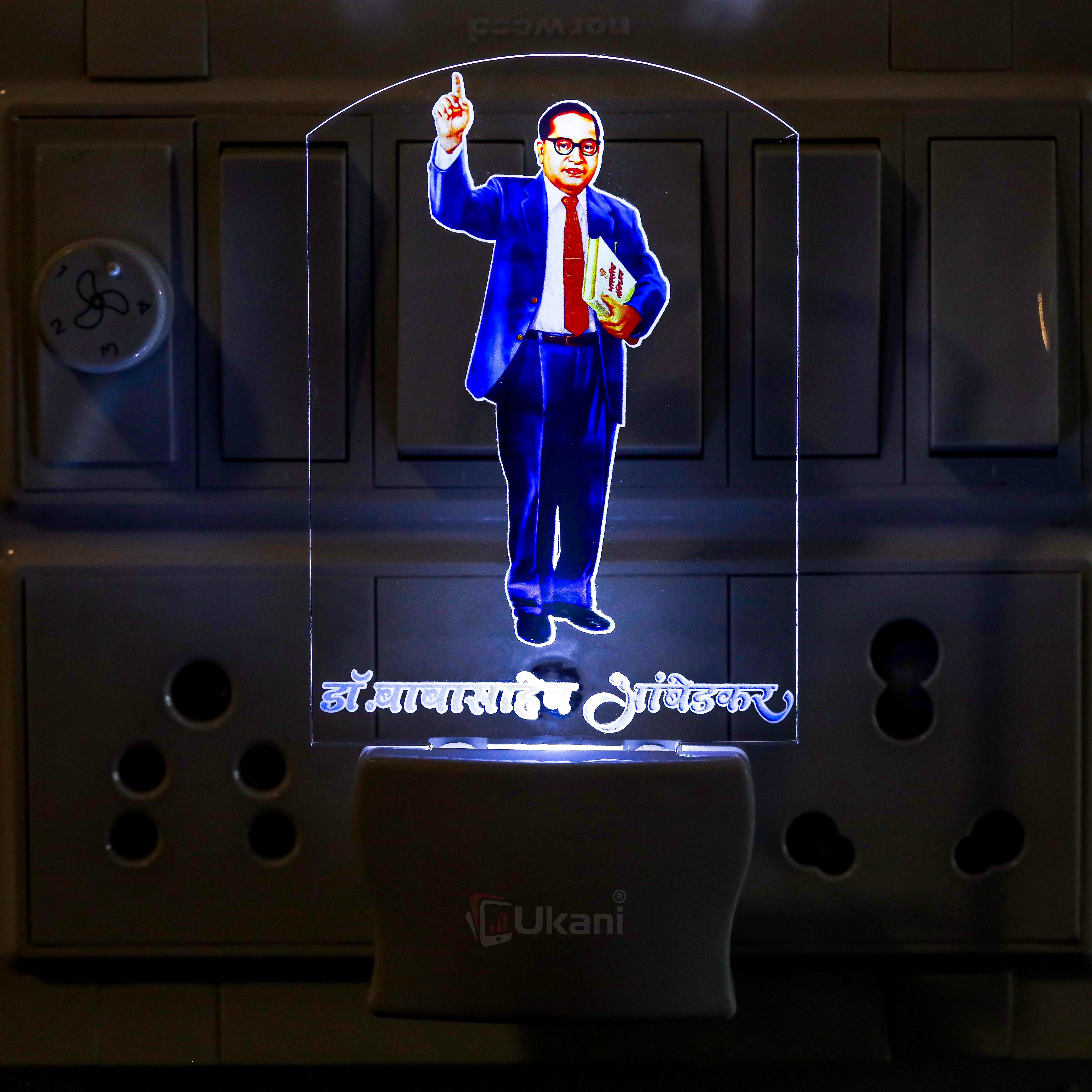 ukani BABA AMBEDKAR UV Printed Acrylic 3D Illusion White Colour LED Plug and Play Night Lamp-picture-12