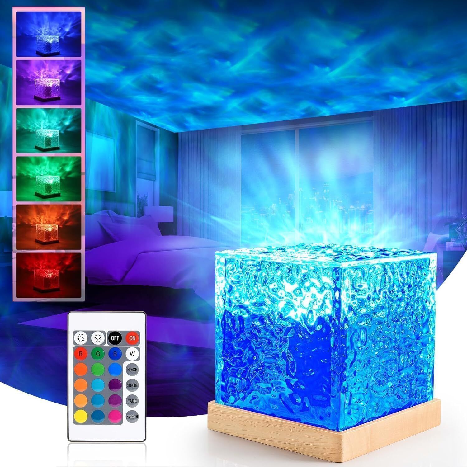 wopix Cube LED Ocean Wave Projector | Acrylic 3D Night Light for Bedroom Table Lamp-picture-30