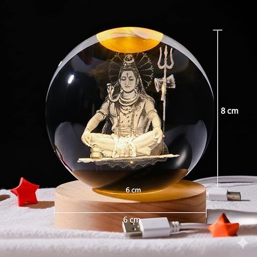 Celestial Ball Night Lamp 3D3D Lord god Mahadev Bholenath Crystal Ball Night Night Lamp-image-32