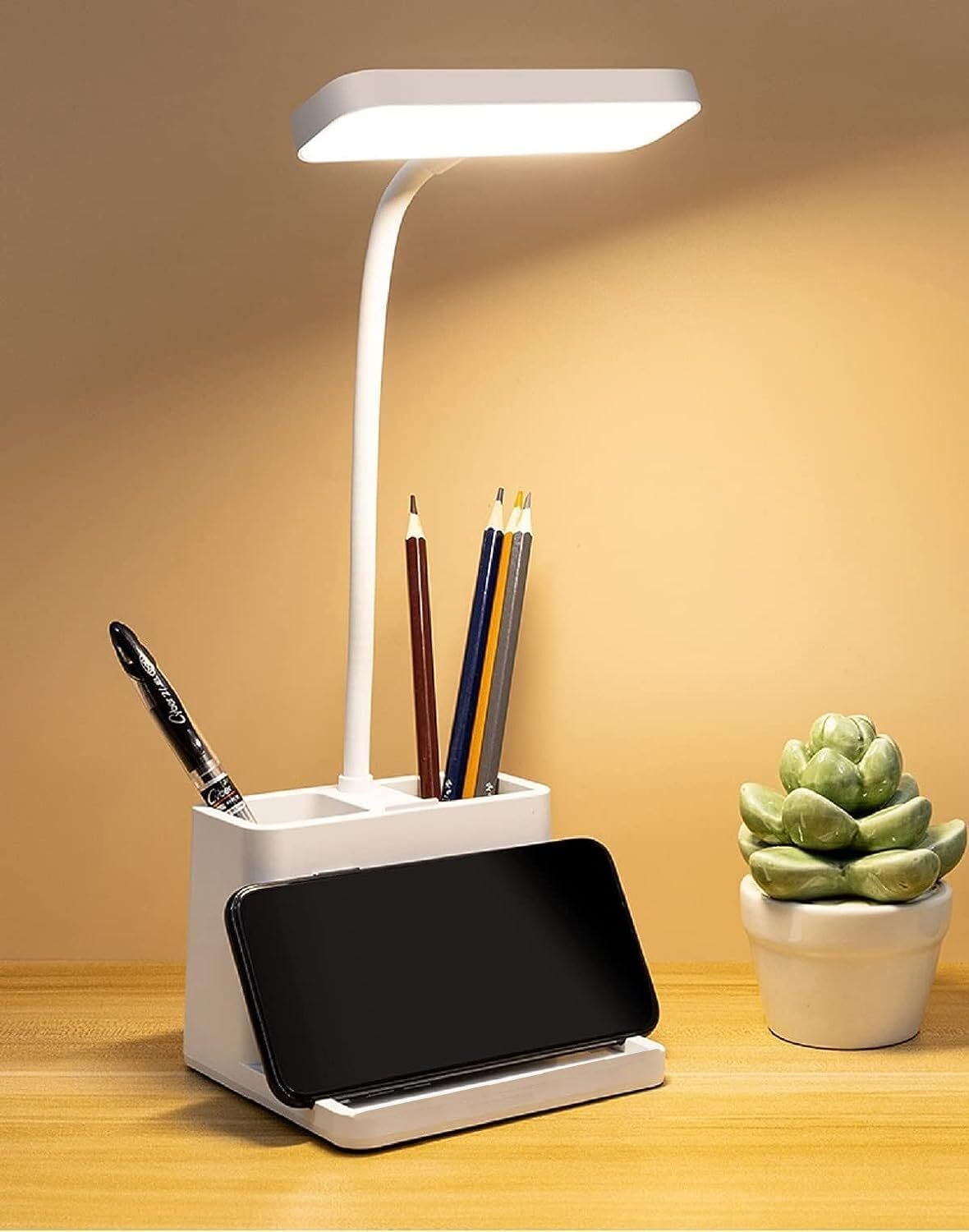 Touch Sensor Rechargeable LED Desk Lamp with Pen & Mobile Holder Study Lamp-image-21