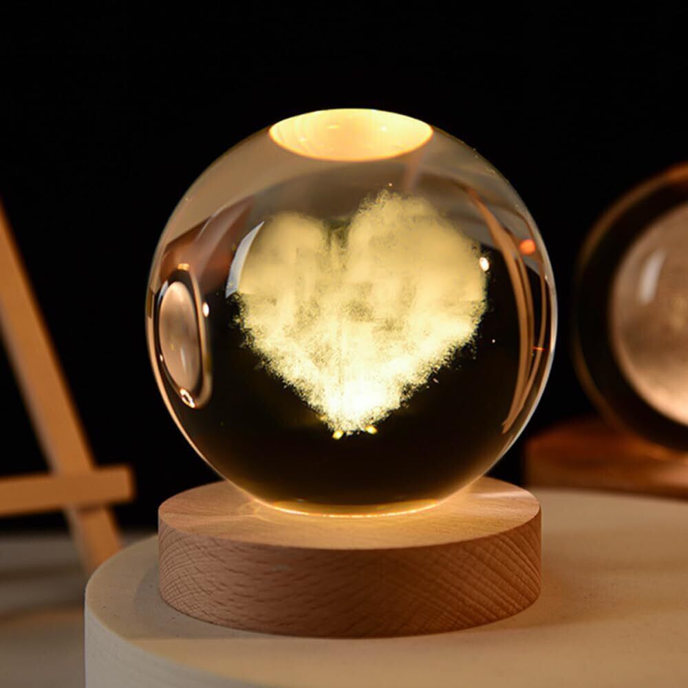 carfrill Crystal Ball Night Light 3D Engraved Heart Crystal Globe with Warm LED Table Lamp-picture-14
