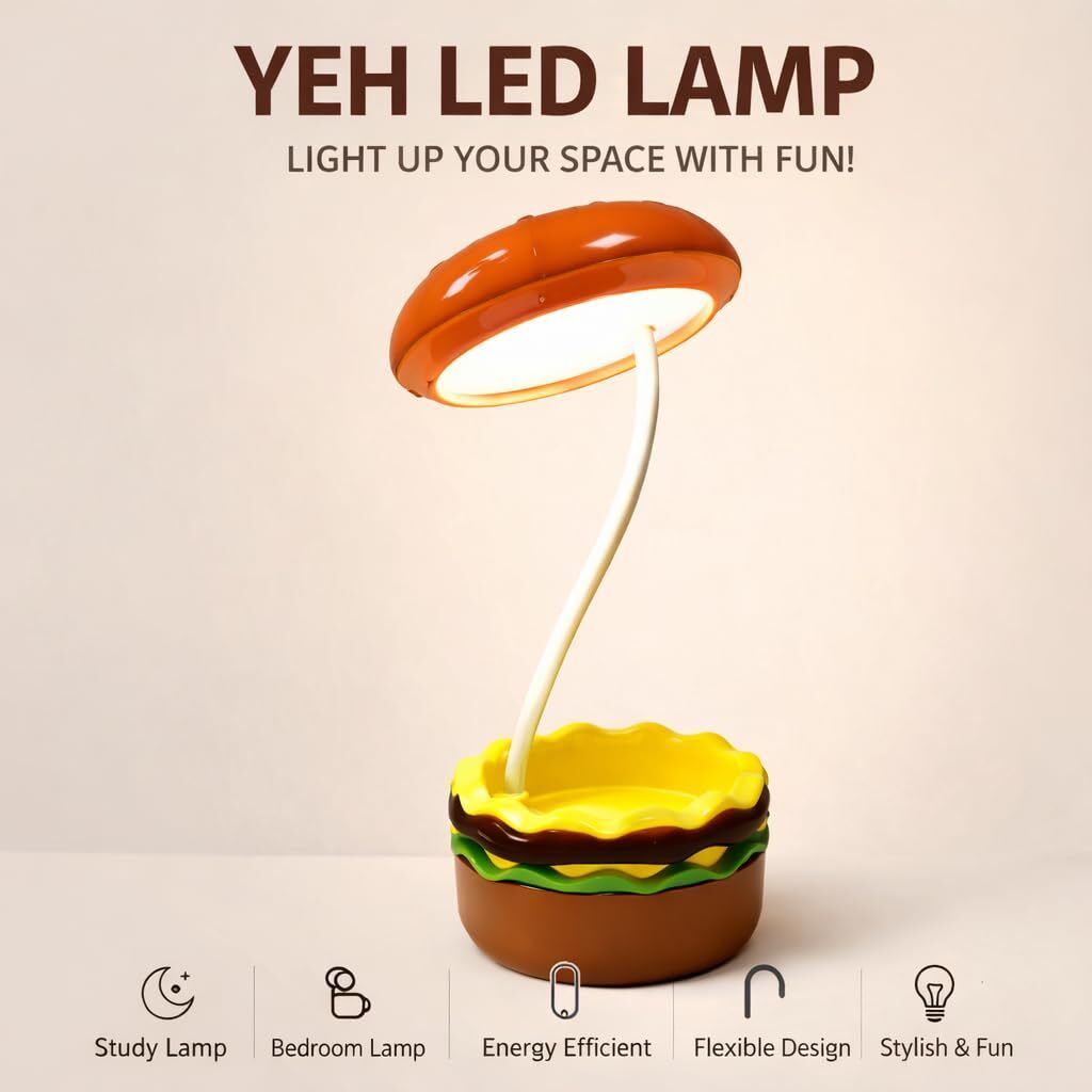 aaradhyam Unique Burger Shape LED Lamp Night Light for Home Decor Study Lamp-picture-42