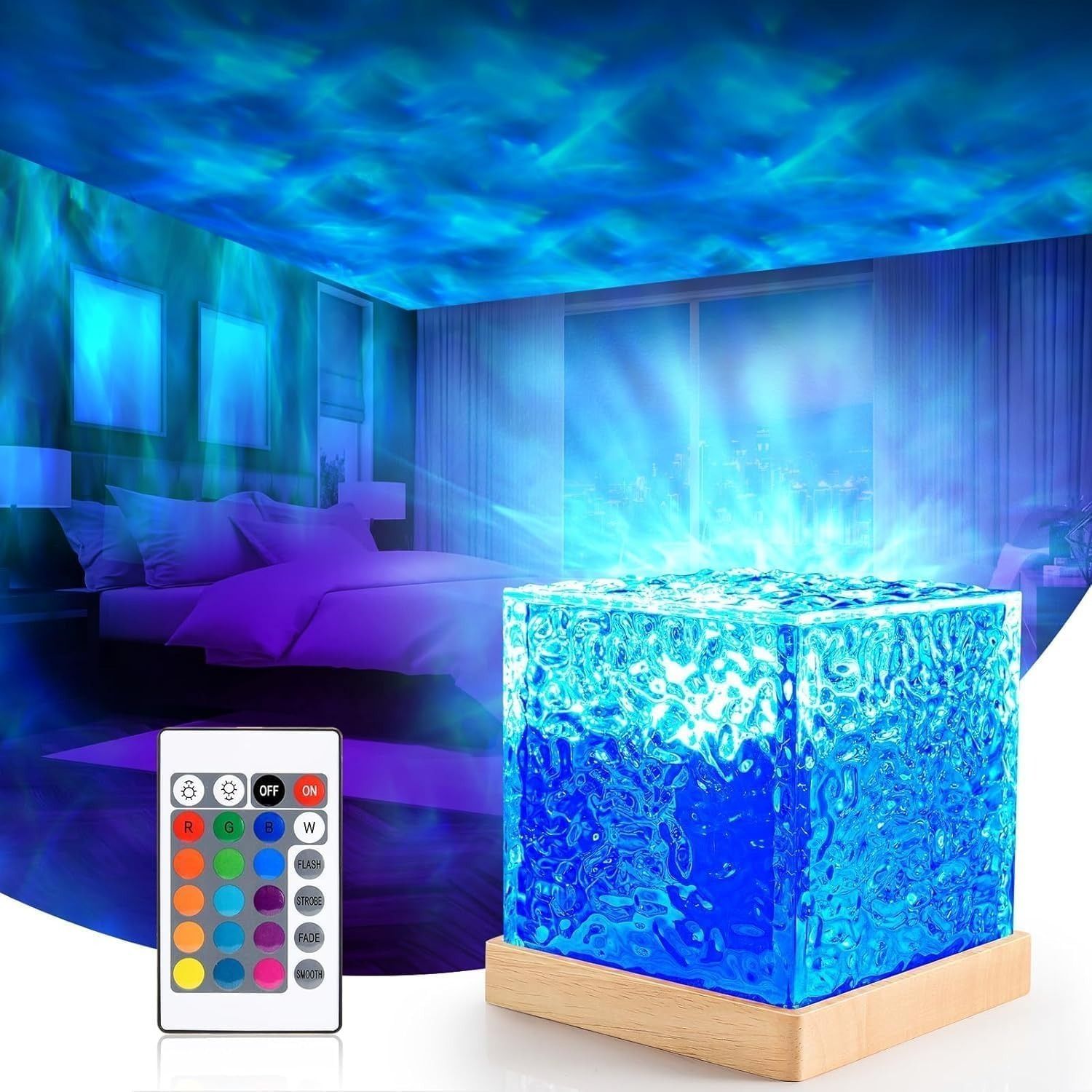 praaj Ocean Wave Projector with Remote Control – Color Changing Mood Light Table Lamp-picture-21
