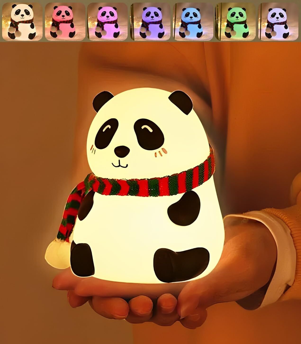 Rechargeable Silicone Panda Night Light for Kids | 7-Color LED Changing Lamp Night Lamp
