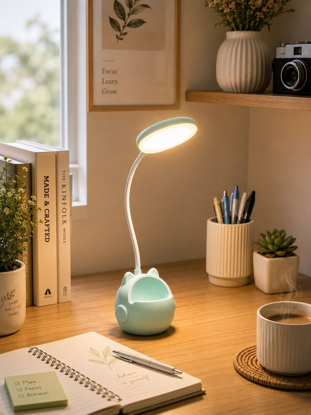 Energy-Efficient Mini Study Light & Phone Dock for Small Workspaces Table Lamp-image-8