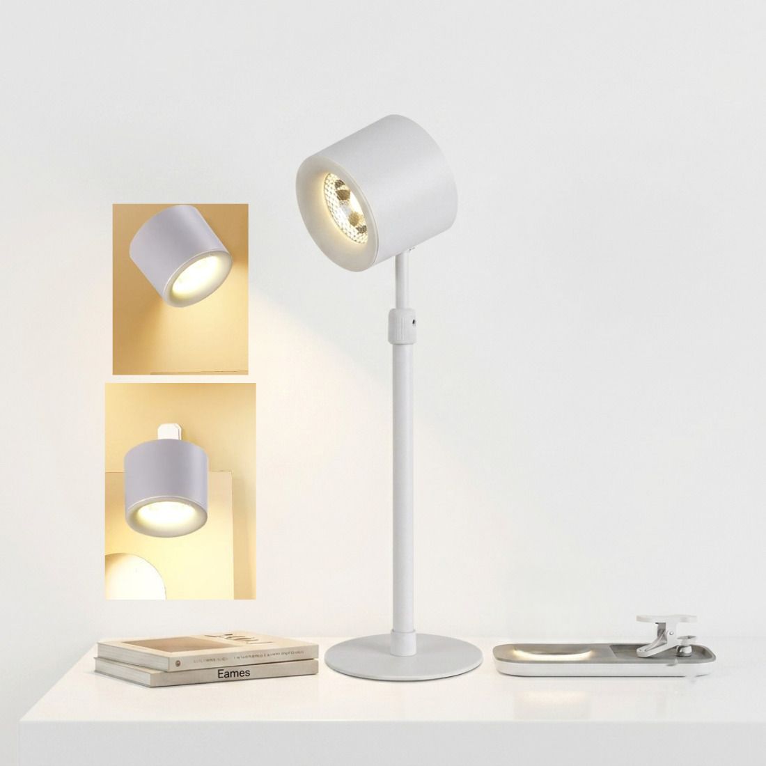 Portable Rechargeable Table Lamp with Clip Adjustable Study Light - white Study Lamp-image-18