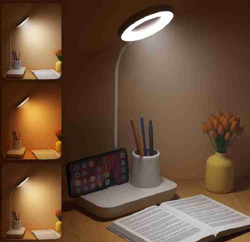 akr Powerful Rechargeable lamp with Pen Holder 3 Dimmable Lights With Rotating Neck Study Lamp-picture-34