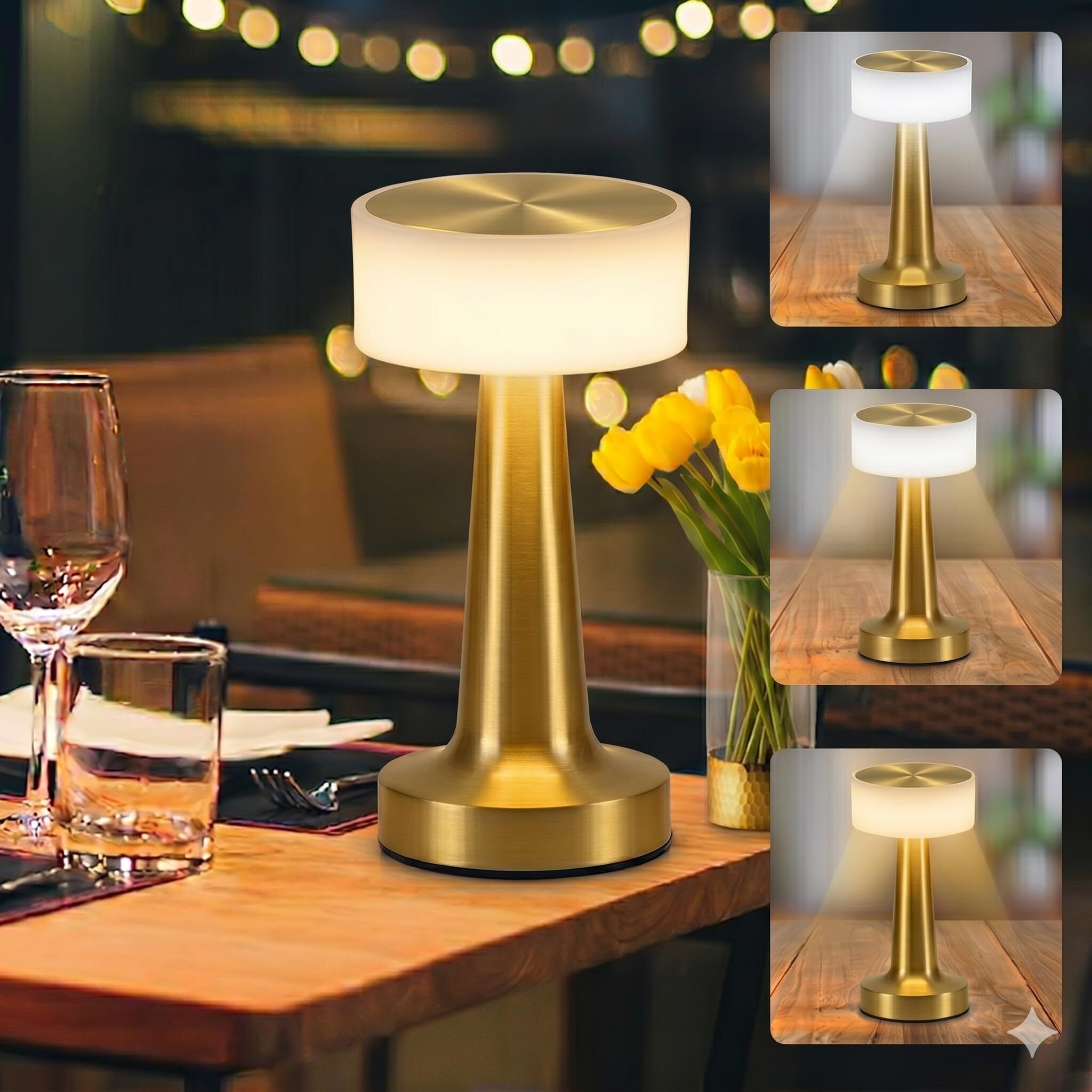 one94store Rechargeable Metal Lamp with Touch Control, 3 Brightness Levels, 2000mAh Battery Table Lamp-picture-44