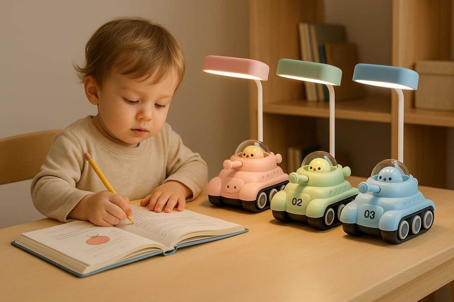 Army Tank LED Study Lamp for Kids with Pencil Sharpener | Multicolor Study Lamp-image-10