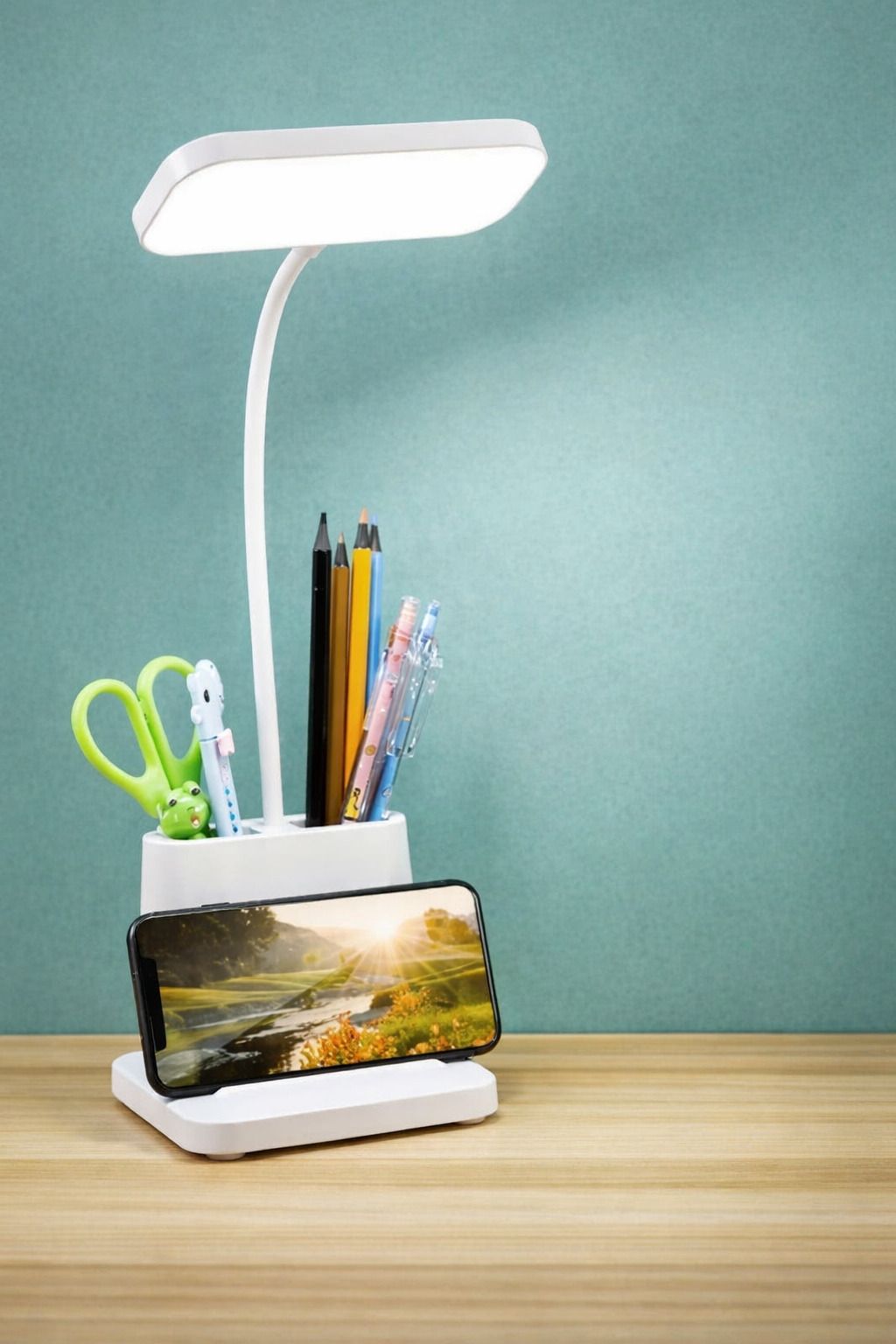 shyamcollections 360 Felxible, 3 Light shades Touch Rechargable Desk Table Lamp, (36 cm, White) Study Lamp-picture-22
