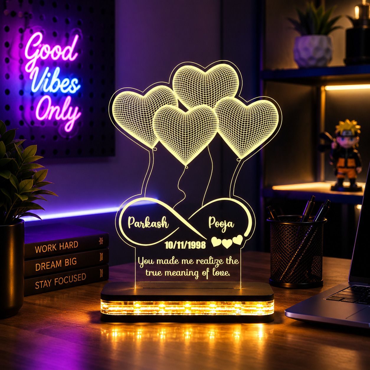 dreamlites Loop Heart LED Acrylic Couples,Anniversary,Wife,Husband Living Decor Gift Table Lamp-picture-26