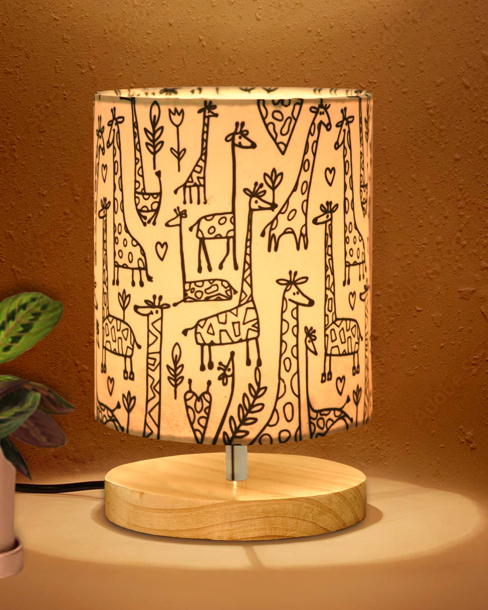 homesake Pine Wood Bedside Lamp, Linen Shade, Mini Nightstand Light, Savannah Cylinder Table Lamp-picture-13