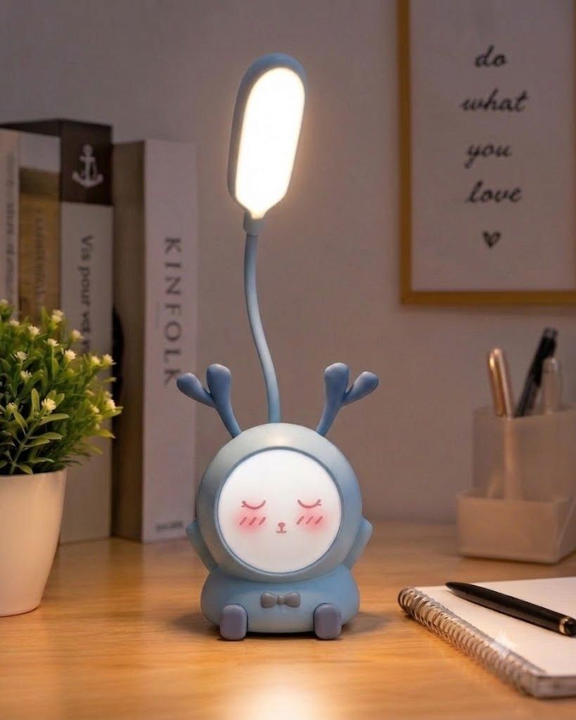 imnishnay Cute Deer LED Study Lamp for Kids – Light Blue USB Rechargeable Desk Lamp Table Lamp-picture-41