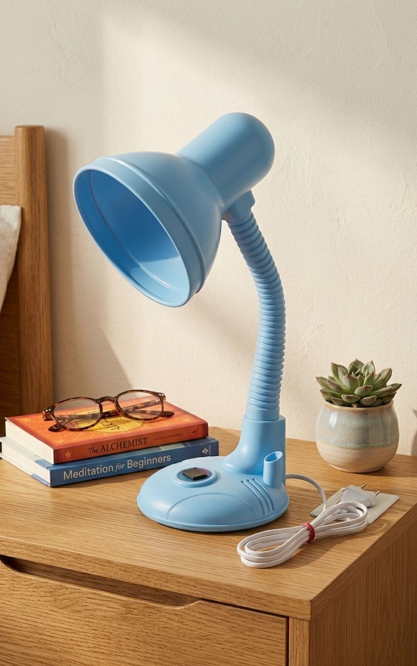 Metal Head Study Lamp with Flexible SS Neck & B22 Holder (No Bulb) Blue Study Lamp-image-27