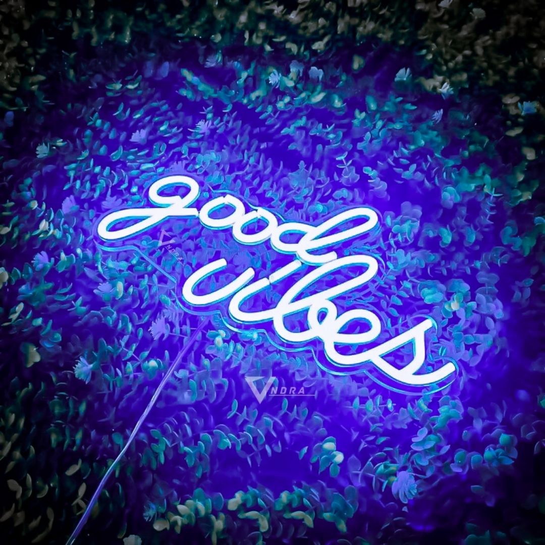 Good Vibes Neon Sign Bedroom Decor Powered by Adapter,(B-18xL-30)CM Blue Table Lamp-image-44