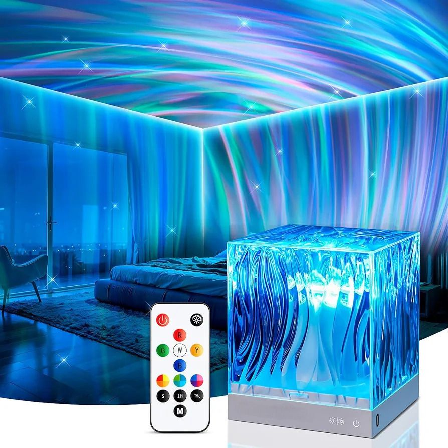 Ocean Wave Projector Light, Romantic LED Night Light with 3D Water Wave Effect Night Lamp-image-20