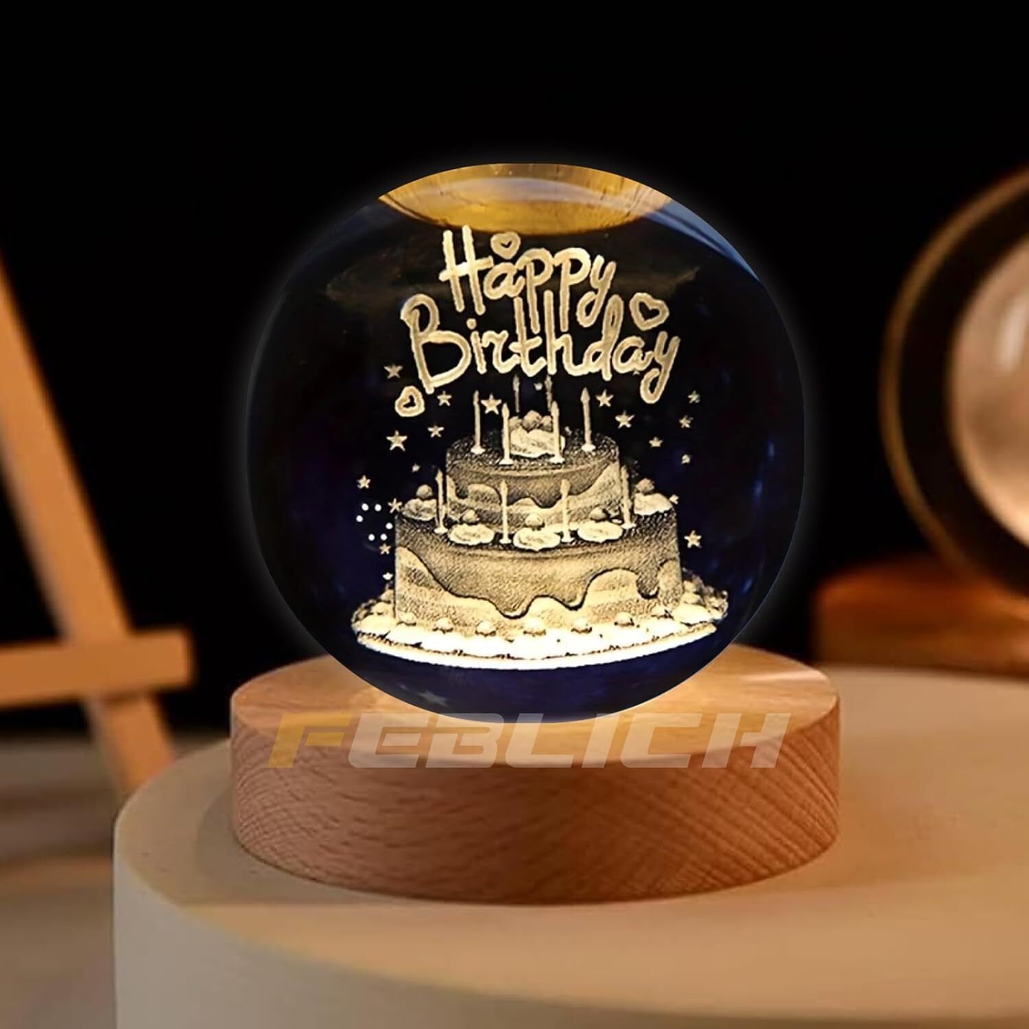 weprove Happy Birthday 3D Crystal Ball LED Night Light | Unique Gift & Decor Table Lamp-picture-14