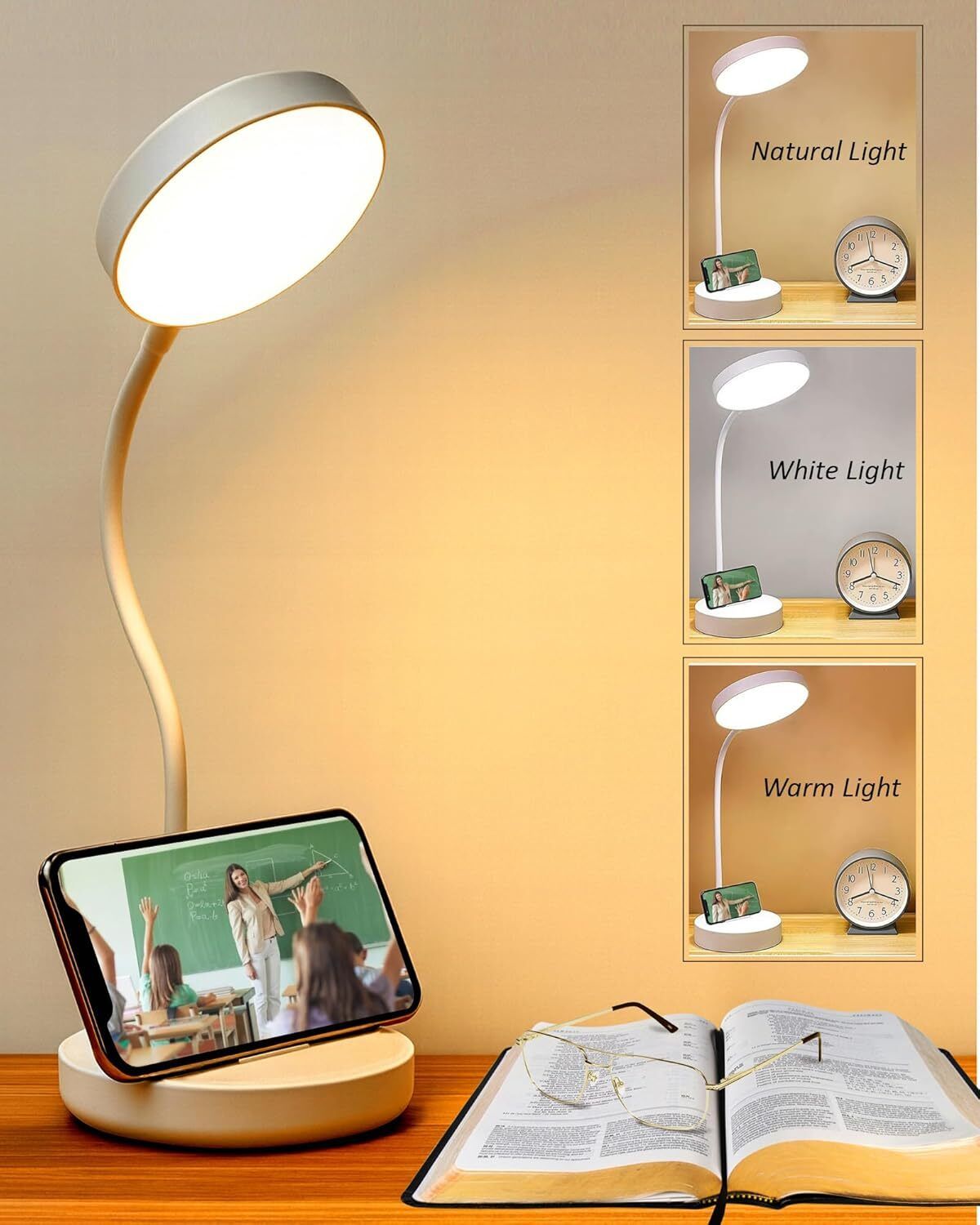 ecoosoft Study Lamp Touch Sensor On-Off Desk Lamp USB Rechargeable 3 Light Modes Table Lamp-picture-26