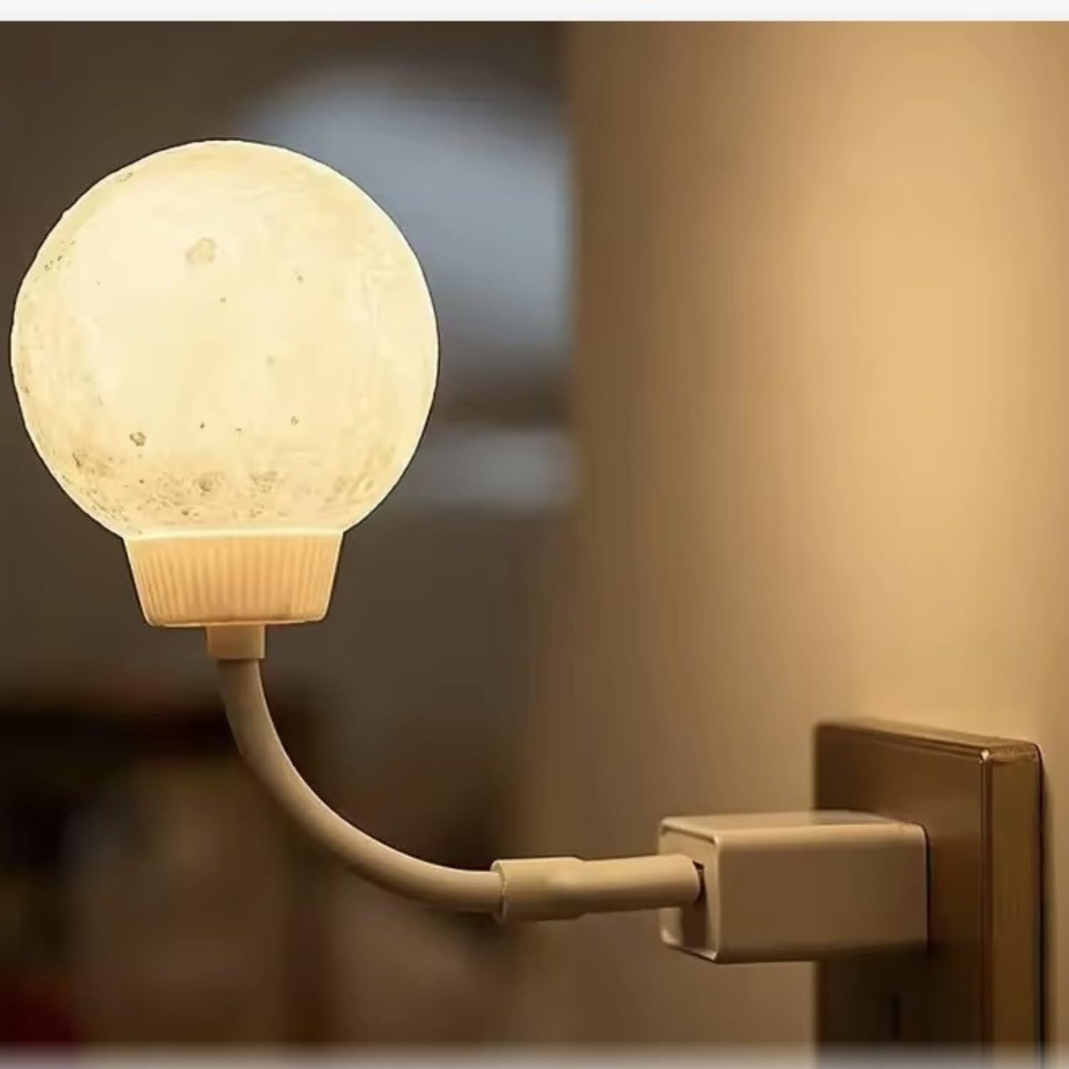doltaizo 3D Moon Night Lamp with Plug, Warm LED Bedside Light Table Lamp-picture-13