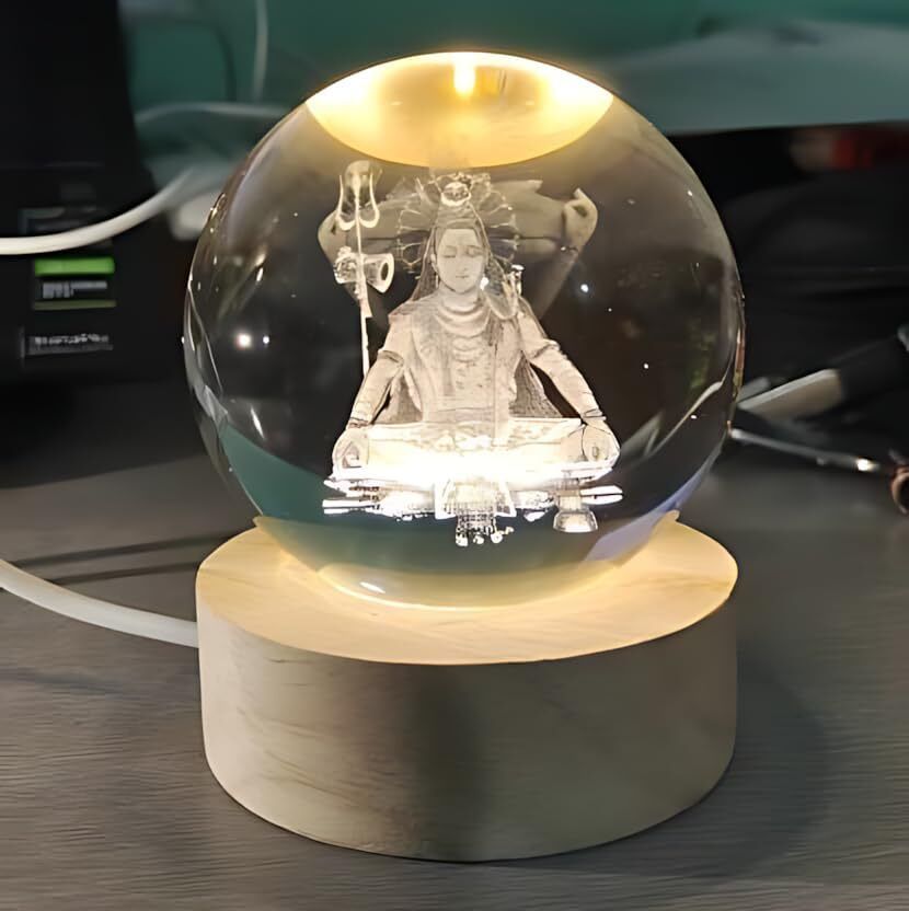 3D Shiv Night Table Study Lamp With Wooden Base USB Party Decoration Night Lamp Night Lamp-image-5