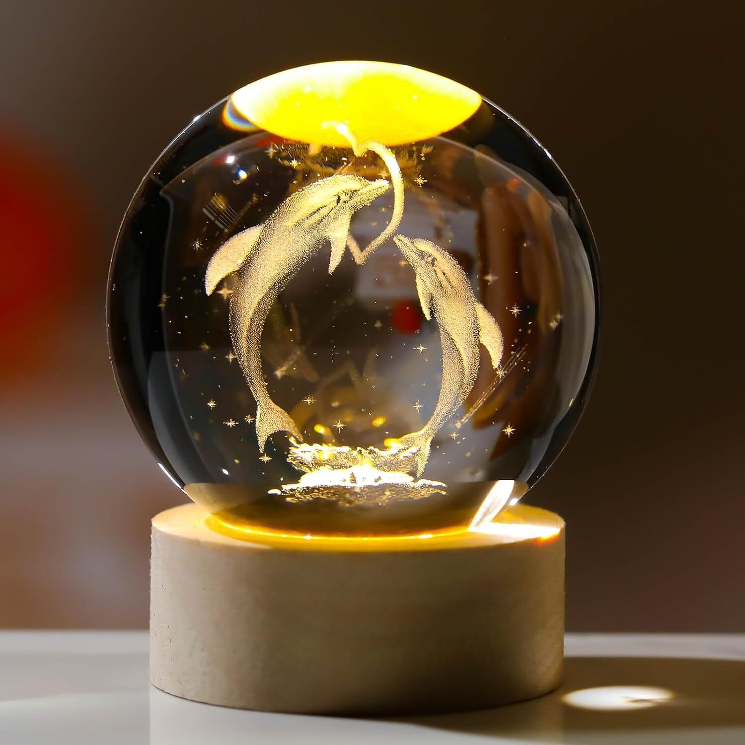 geeta seven Dolphin 3D Crystal Ball Night Lamp Table Lamp-picture-14