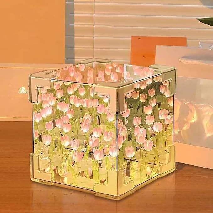 cartspace Tulips Flower Table Lamp and Mirror Night Lamp-picture-21