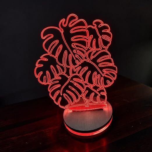 3D Crystal Leaf LED Night Lamp with Wooden Base, USB Table Lamp for Home Night Lamp-image-1