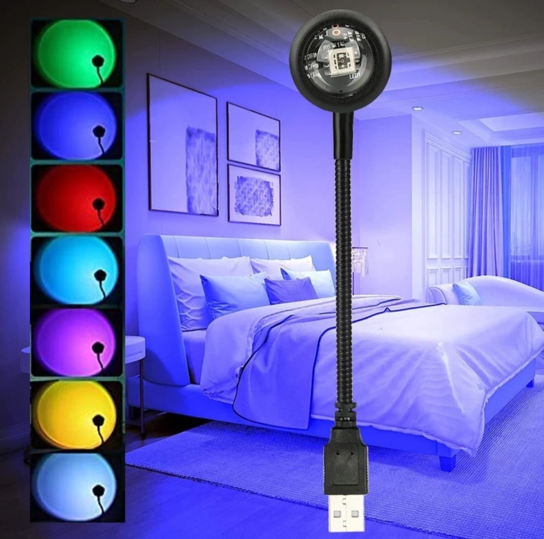Sunset Projection Lamp Light for Home Decor Cars Video Shoots Bedroom Night Lamp-image-35