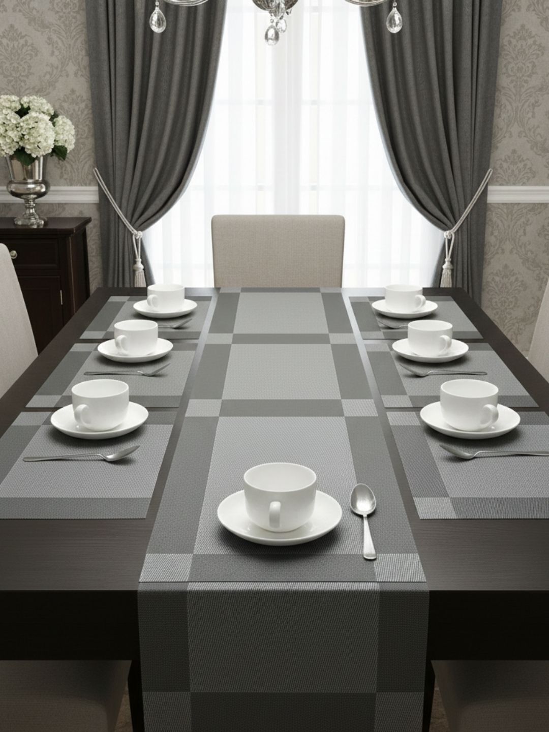 Silver PVC Table Linen Set