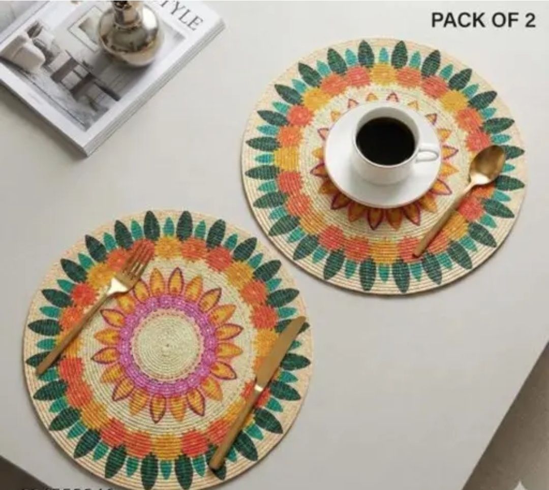 kush decor enterprises Round Pack of 2 Table Placemat-picture-17