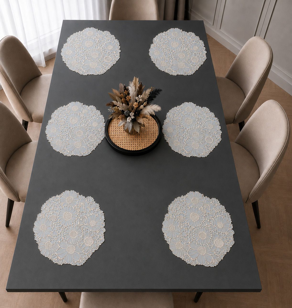 castle decor Round Pack of 6 Table Placemat-picture-12