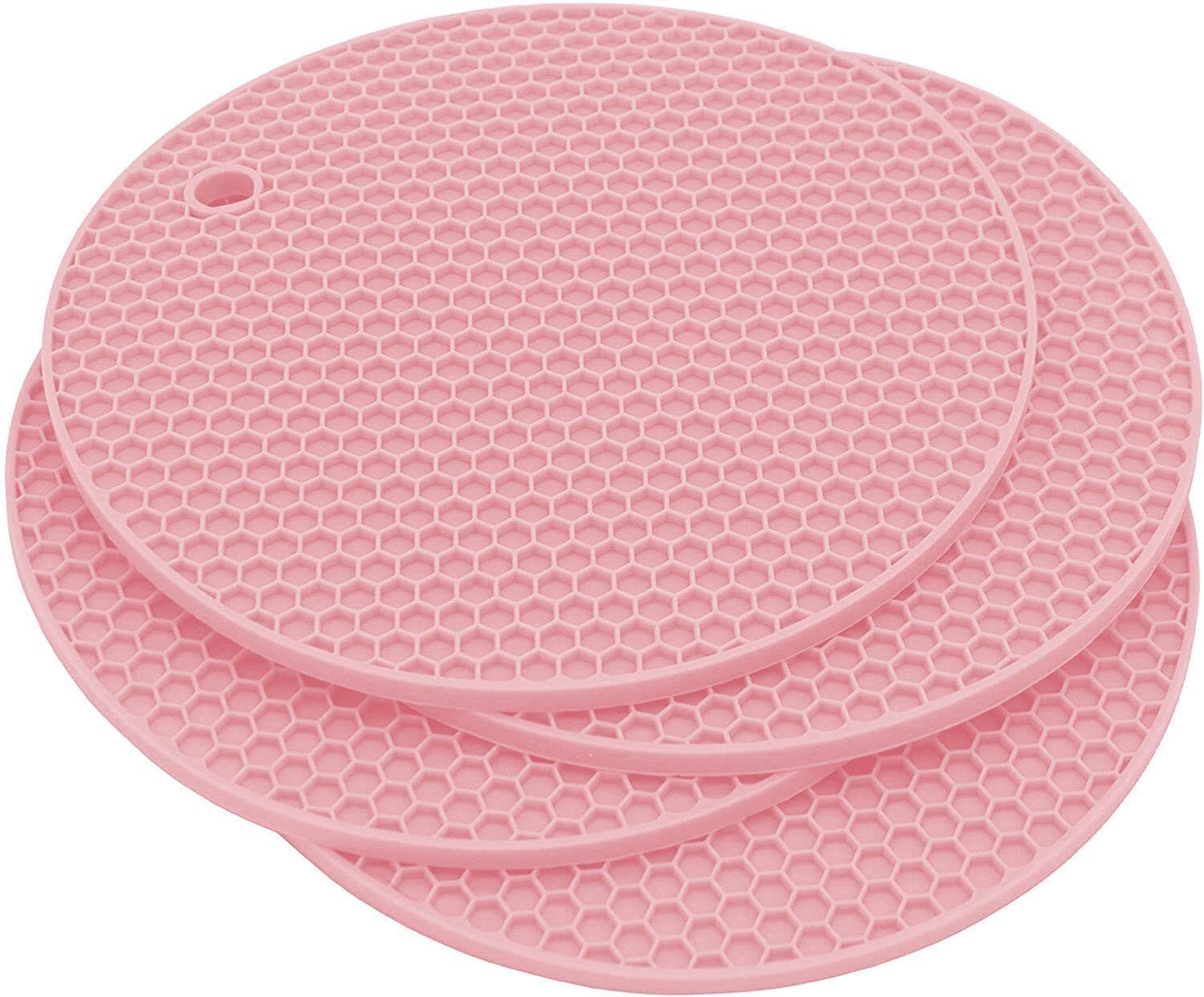 hirparax Pink Honeycomb Silicone Hot Mats Round Finish Trivet-picture-35
