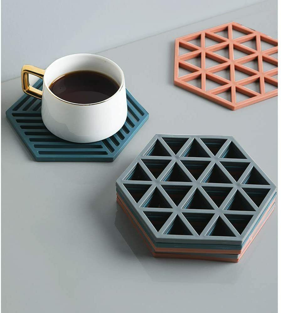 siyanshu Hexagon Reversible Rubber Coaster Set-picture-16