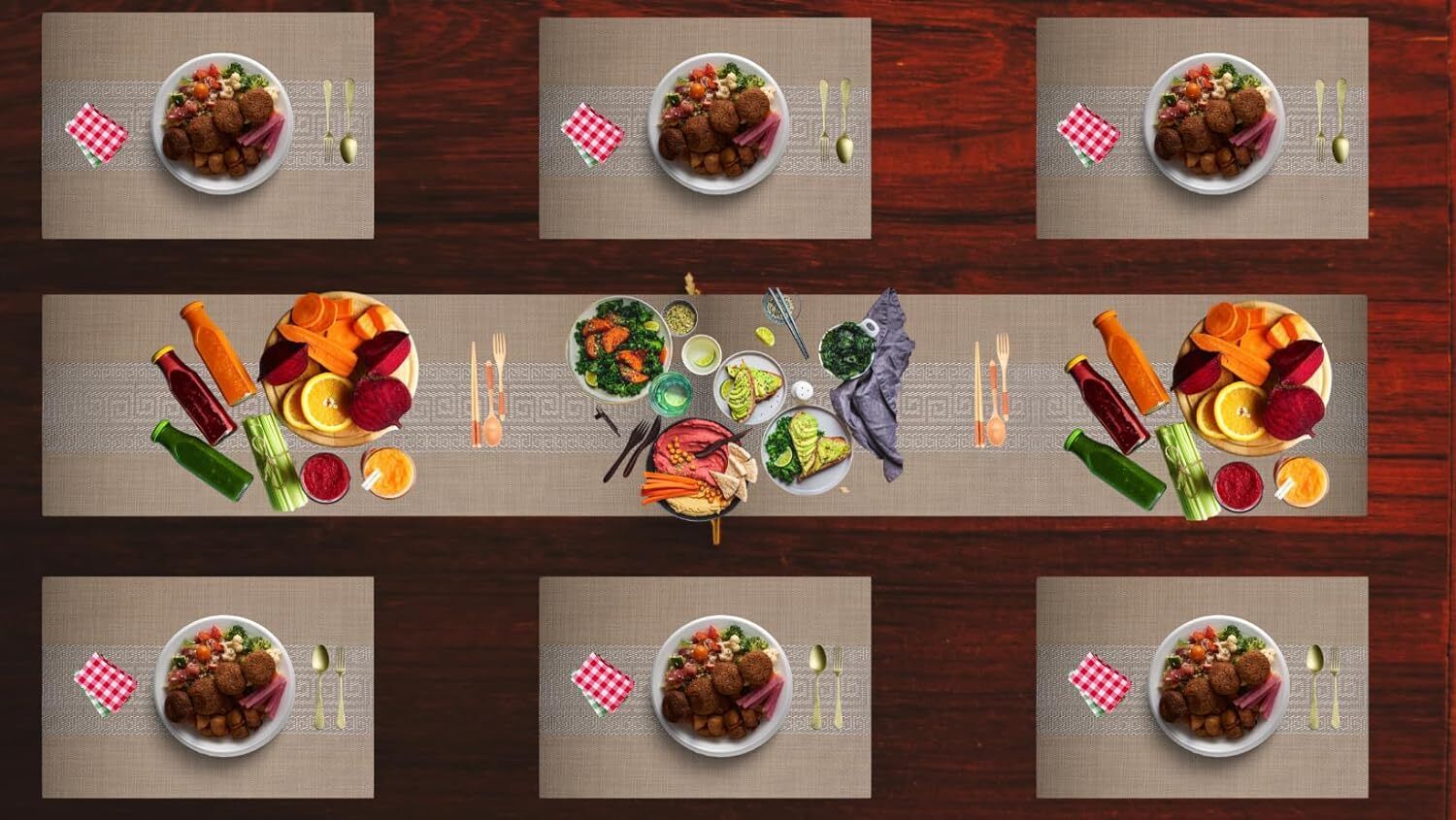 yelona Rectangular Pack of 7 Table Placemat-picture-10