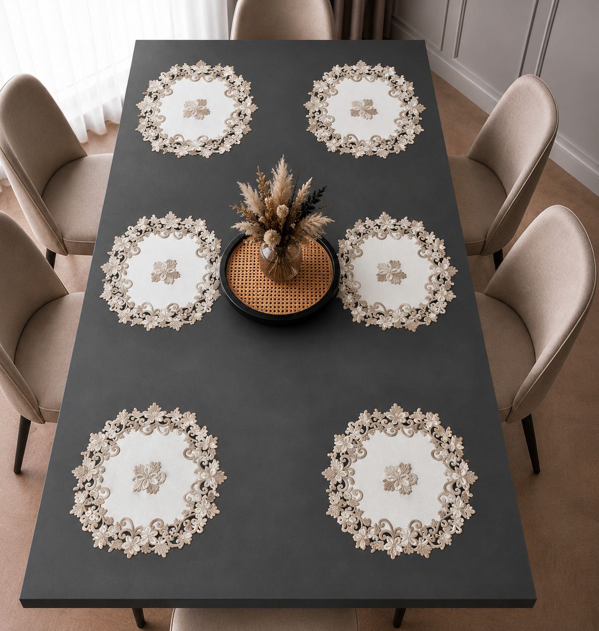castle decor Round Pack of 6 Table Placemat-picture-29