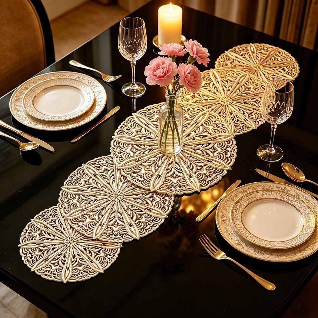 flipkart smartbuy Gold 92 cm Table Runner-picture-30