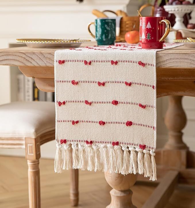 White, Beige Organic Cotton Table Linen Set