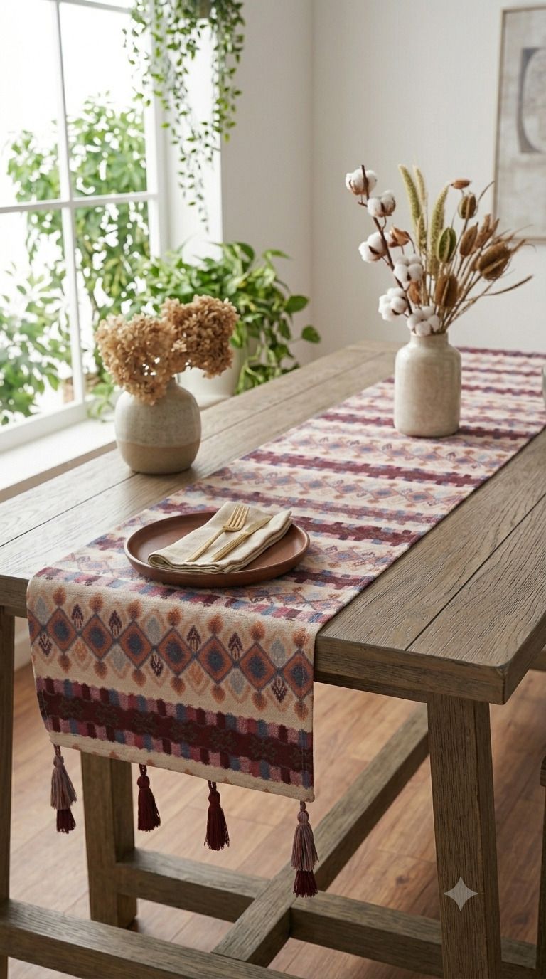 mezposh Maroon, Multicolor 180 cm Table Runner-picture-0