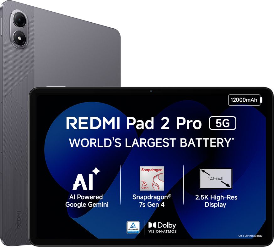 REDMI Pad 2 Pro 5G 8 GB RAM 128 GB ROM 12.1 inch with Wi-Fi+5G Gaming Tablet (Graphite Grey)