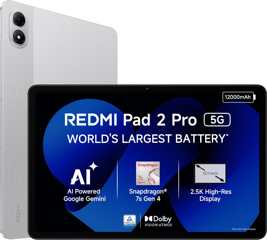 REDMI Pad 2 Pro 5G 8 GB RAM 256 GB ROM 12.1 inch with Wi-Fi+5G Gaming Tablet (Quick Silver)