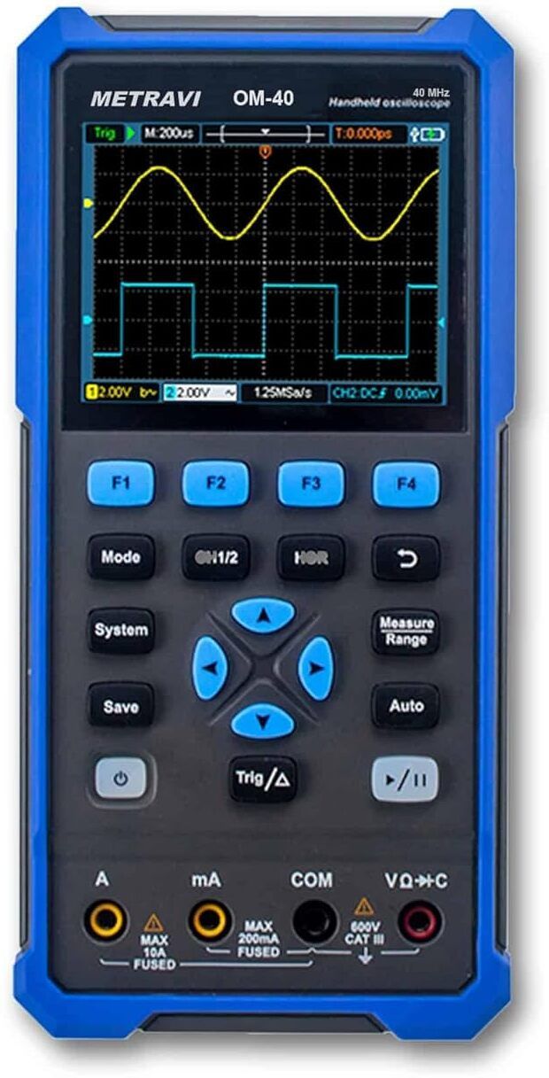 metravi OM-40 40MHz Handheld Oscilloscope with built-in Multimeter & Waveform Generator Digital Tachometer-picture-10
