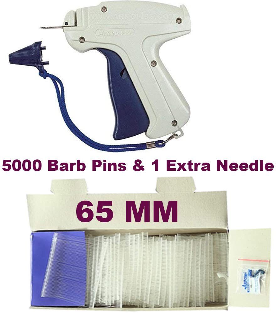 Garment Label Tag Tagging Gun with + 65 mm white 5000 Barbs Pin Taging Gun