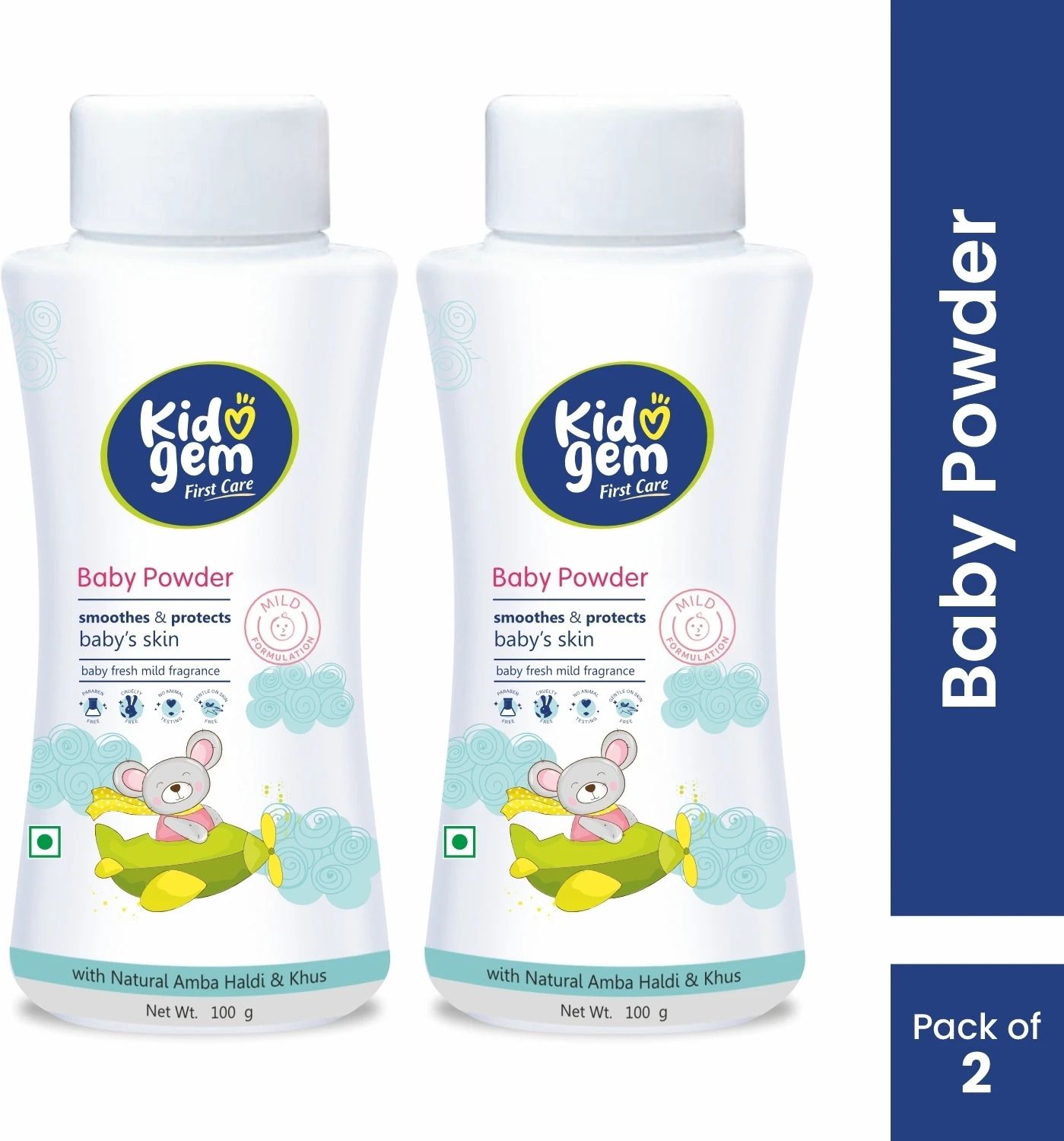 Talc-Free Baby Powder, with Amba Haldi & Almond Oil for kids/babies 0m+