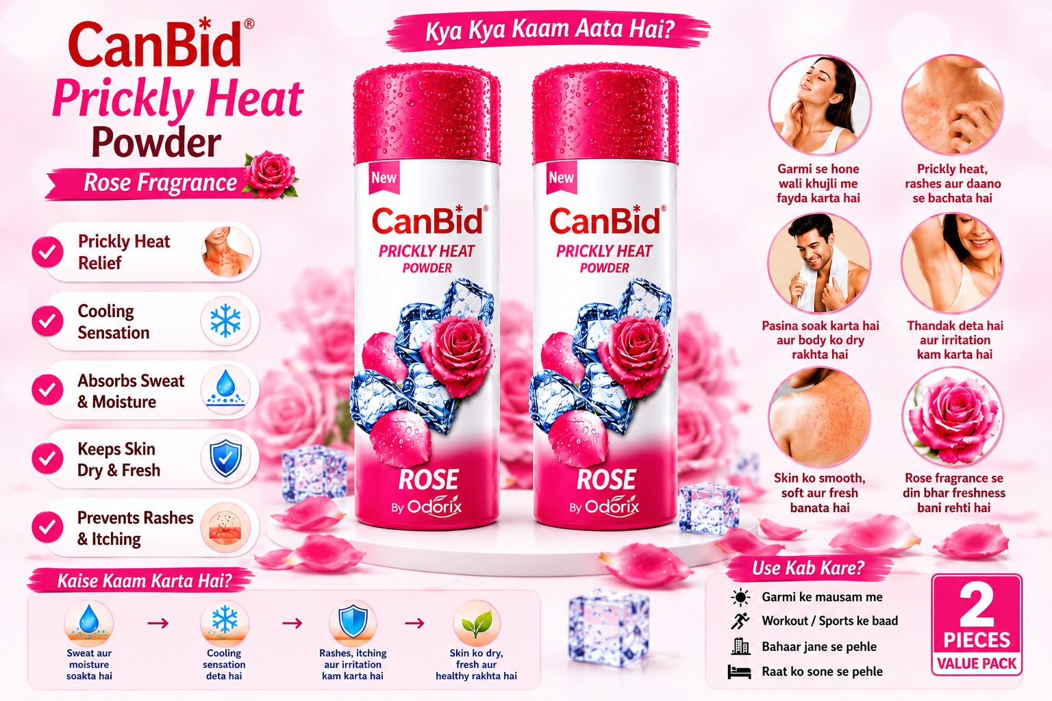 CanBid Rose Prickly Heat Powder | Helps Relieve Itching & Irritation-image-38