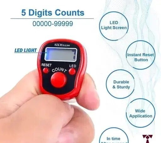 barkati LED Manual Hand Finger,coach Counter Digital Counting Machine Tasbeeh Counter Digital Tally Counter image 1