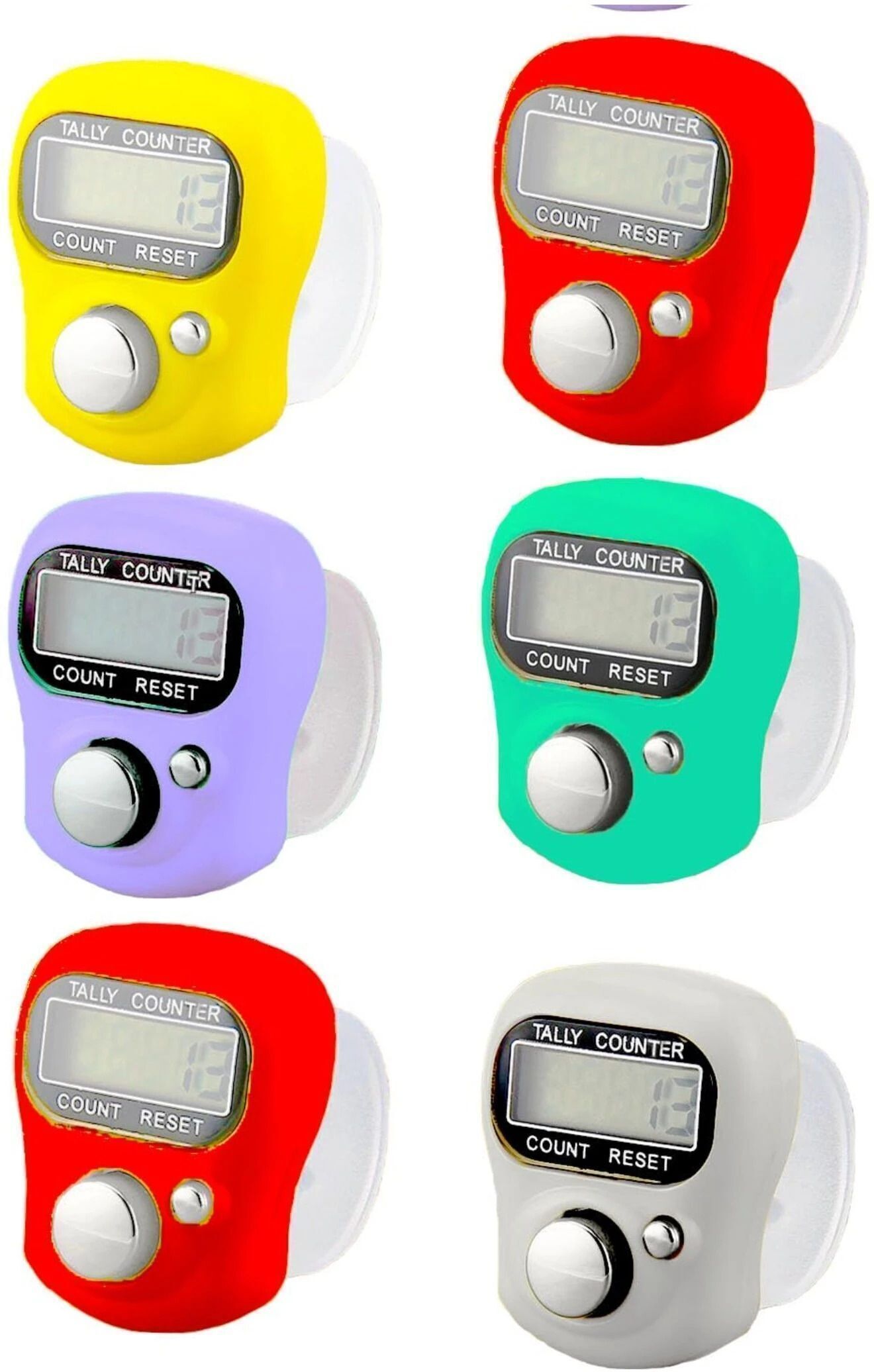 LCD Finger Tally Counter Islamic Tasbeeh, Jap, Mantra (Multicolor Pack of 6) Digital Tally Counter-image-1