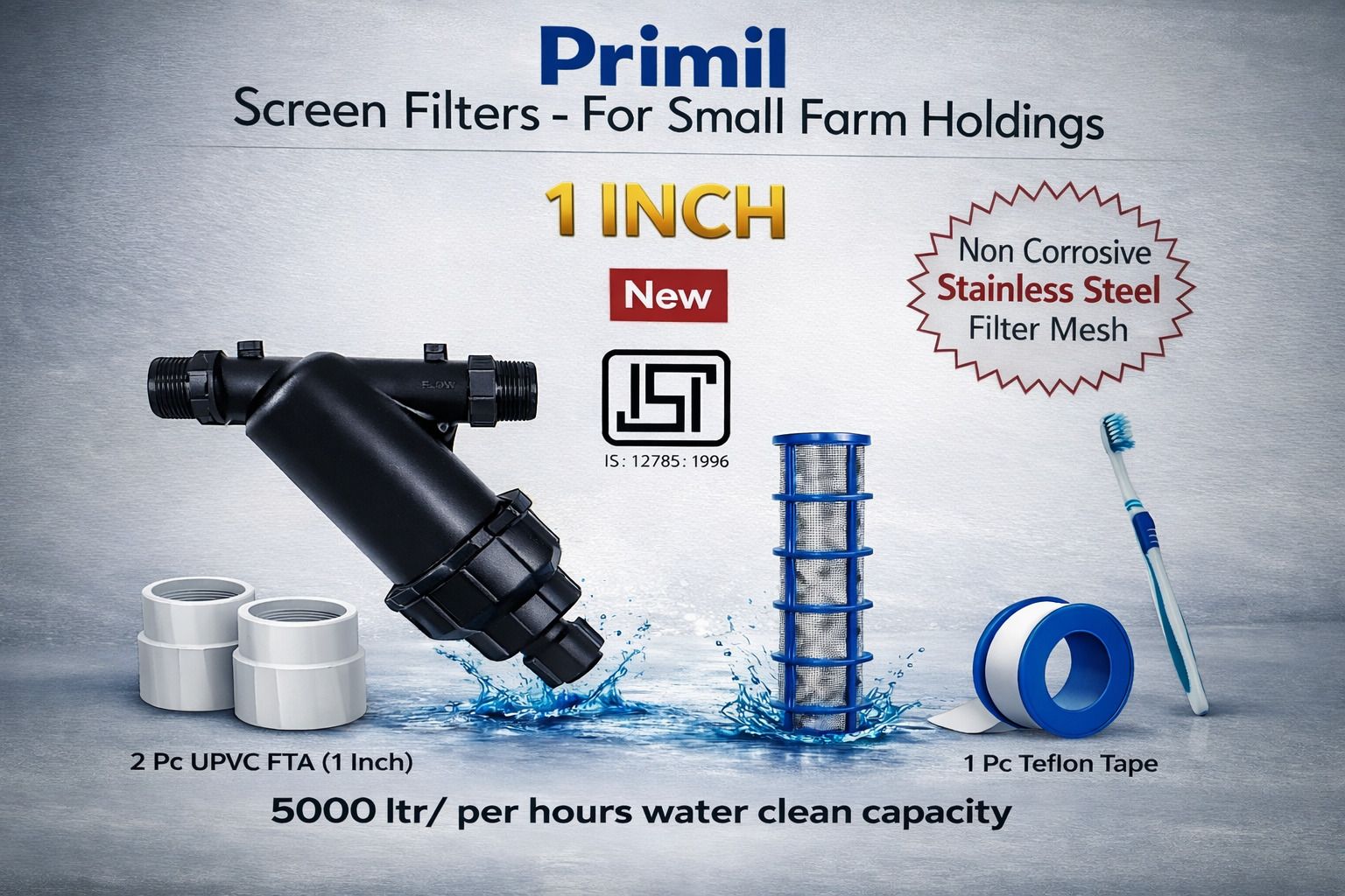 primil 1 inch scrren filter [isi marked] with upvc fta and teflone tape and brush Tap Mount Water Filter-picture-11
