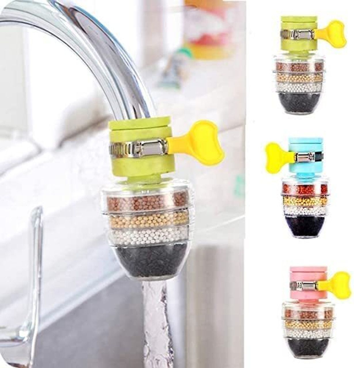 5 Layer Filtration Activated Carbon Water Filter for Kitchen and Bathroom Tap Mount Water Filter