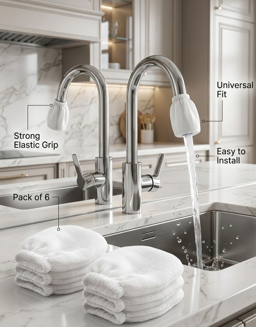 regulus Pack of 6 Reusable Double Layer Spun Elastic Fit Cotton Cloth Tap Mount Water Filter-picture-25
